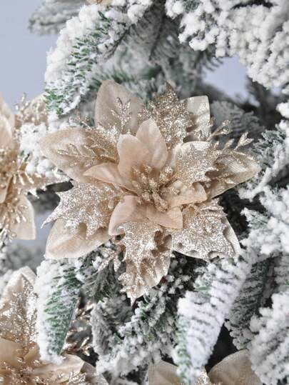 Floare de Craciun Poinsettia bicolor cu glitter, clip/tija, 32 cm [1]