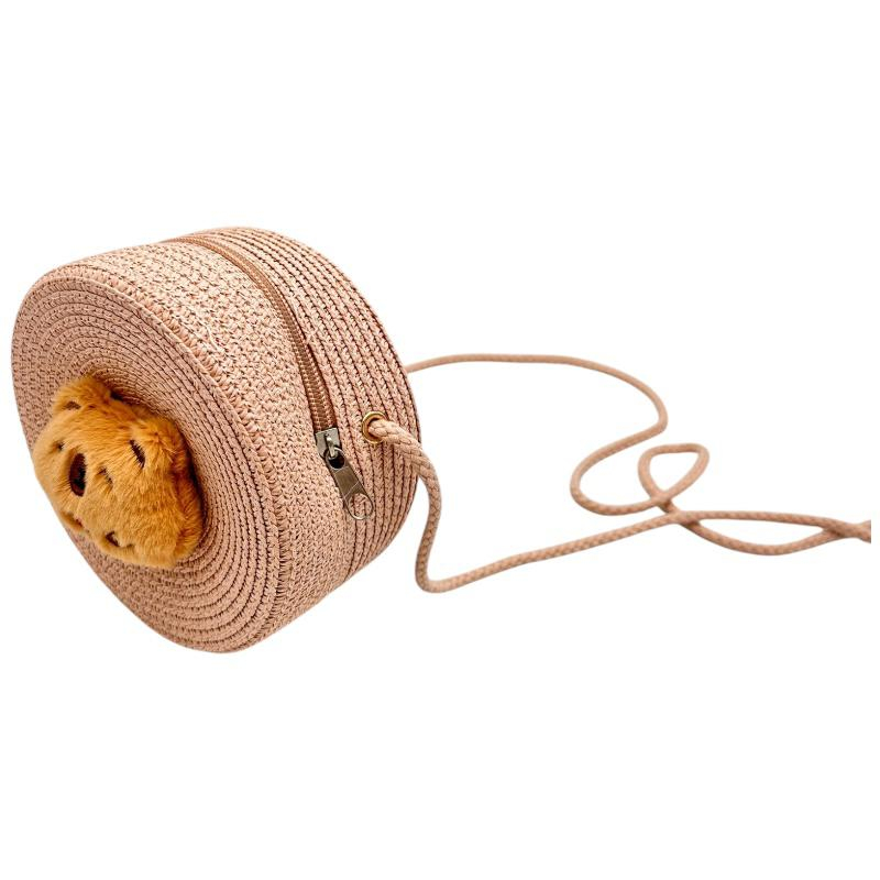 Geanta rotunda pentru fetite cu ursulet din plus – model 14-19 cm, accesoriu dragut de vara [2]