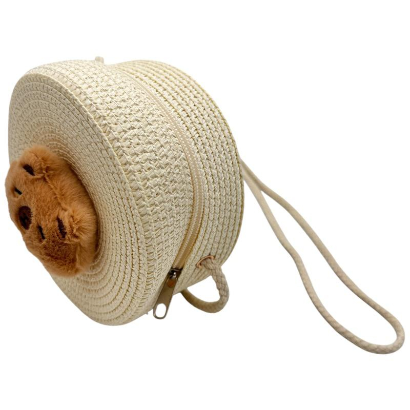Geanta rotunda pentru fetite cu ursulet din plus – model 14-19 cm, accesoriu dragut de vara [2]