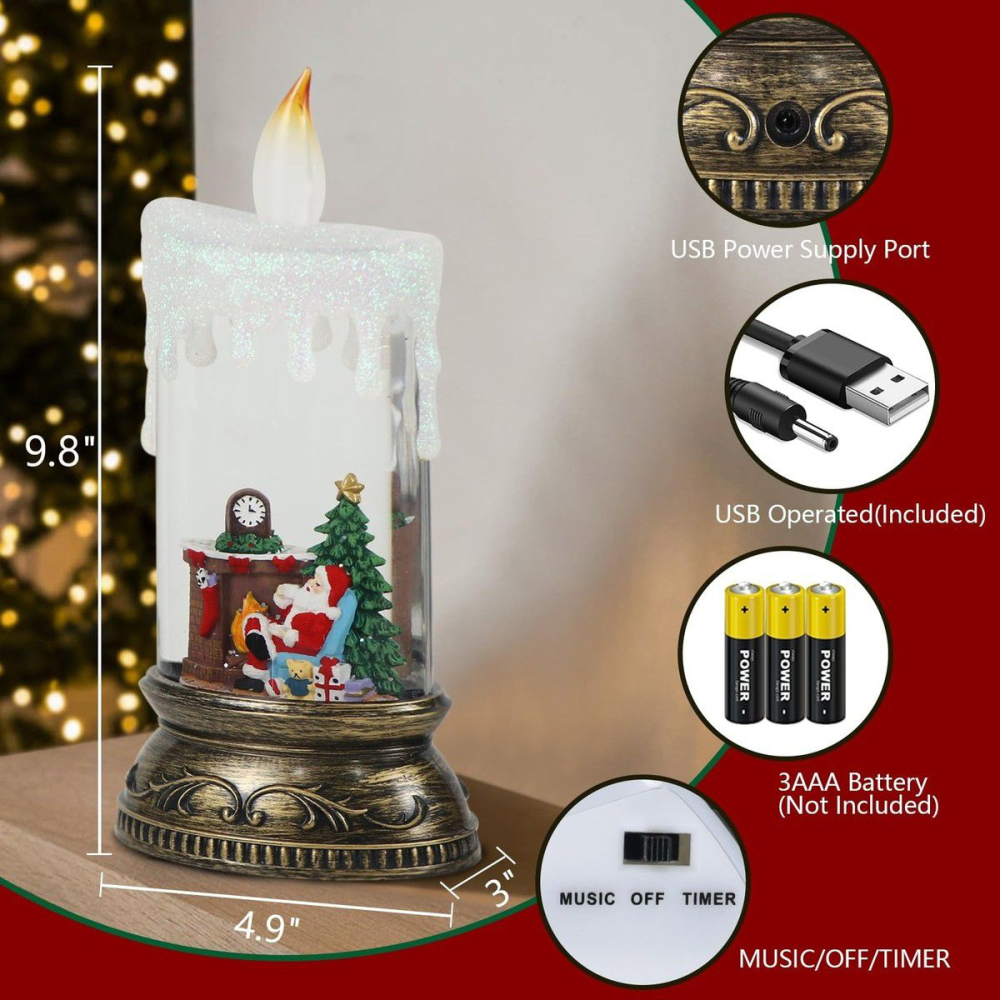 Glob decorativ Crăciun 25 cm LED muzical cu efect zăpadă [5]