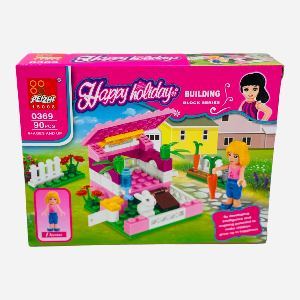 Joc de Constructie pentru fetite, Happy Holiday, Iepurasi, 90pcs, 18.5×14cm, +6ani,   [3]