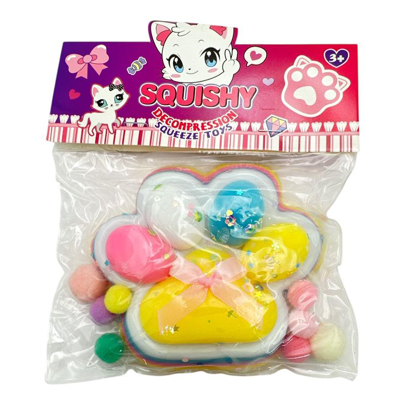 Jucarie Antistres Squishy, BaoBao, cu Revenire Lenta, Model Cat Paw, 12.5x10.5 cm, 220g, Multicolor [5]