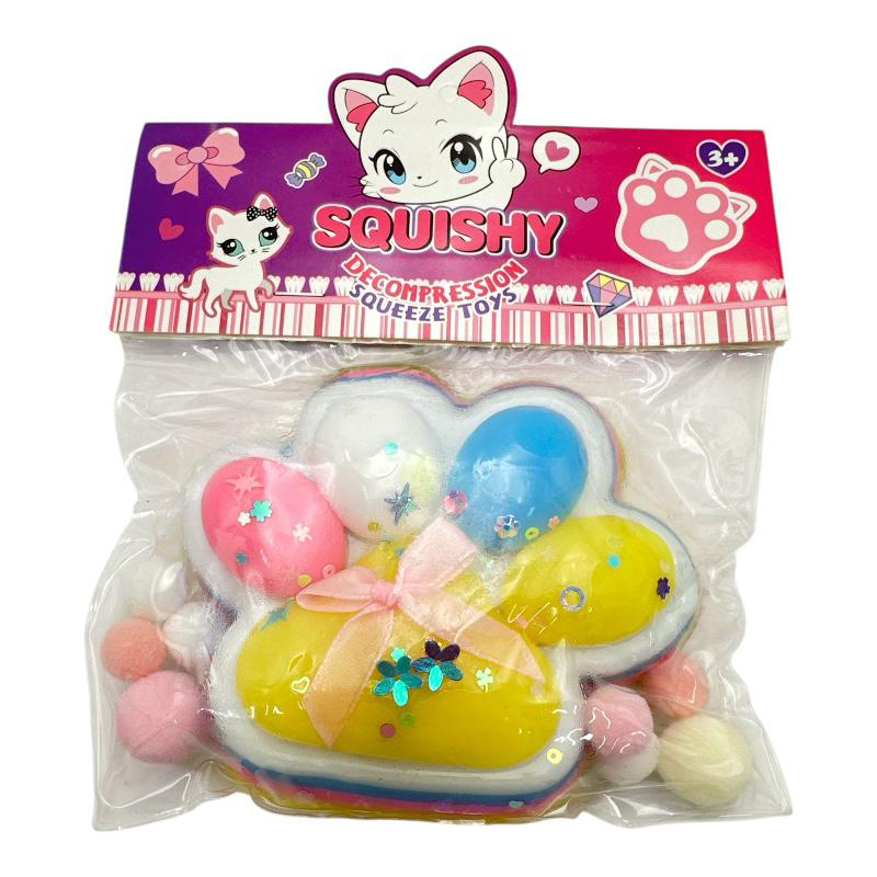 Jucarie Antistres Squishy, BaoBao, cu Revenire Lenta, Model Cat Paw, 12.5x10.5 cm, 220g, Multicolor [2]
