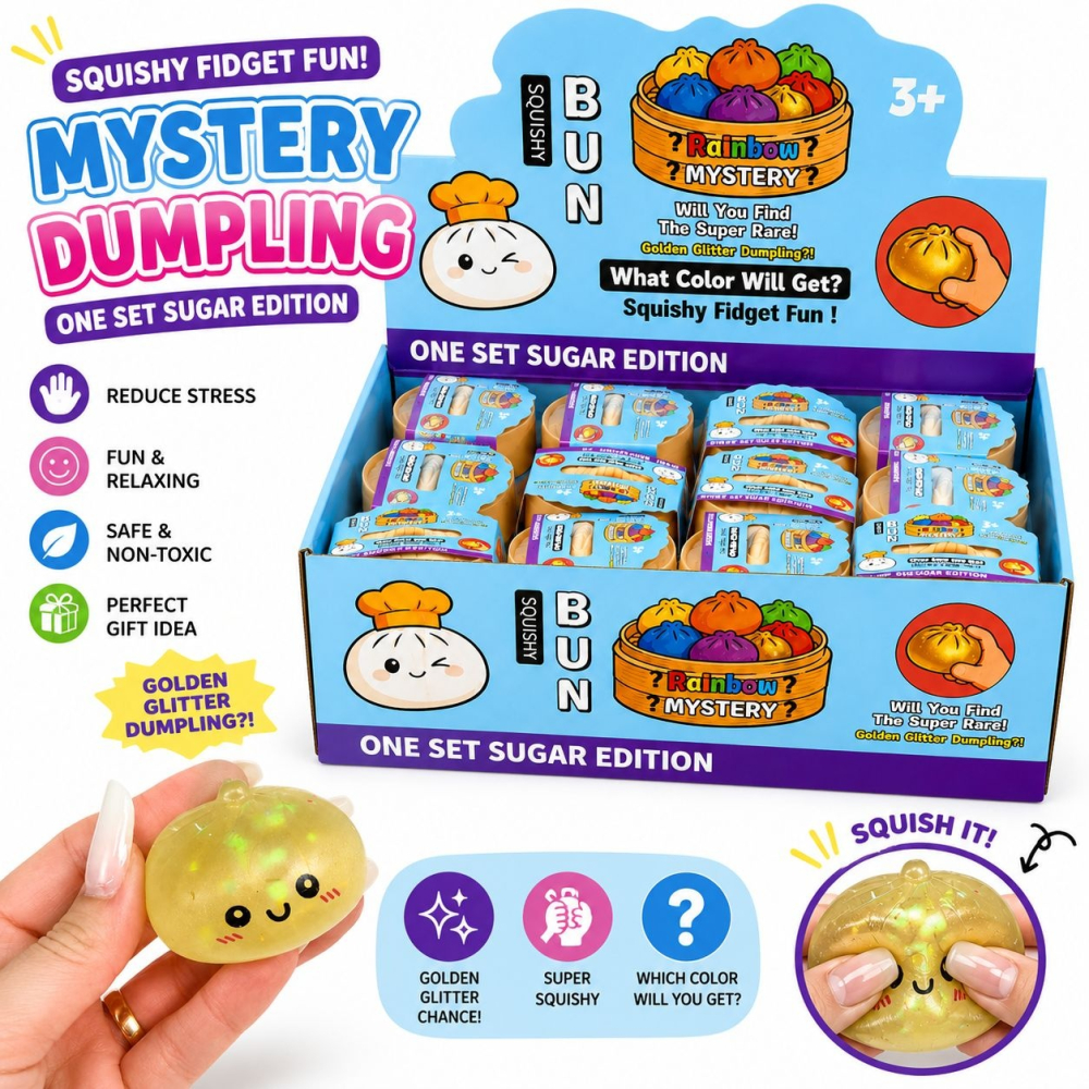 Jucărie Antistres Mini Squishy Dumpling Mystery Cu Sclipici 5,5cm - Gălușcă Squishy Surpriză, Super Moale [2]