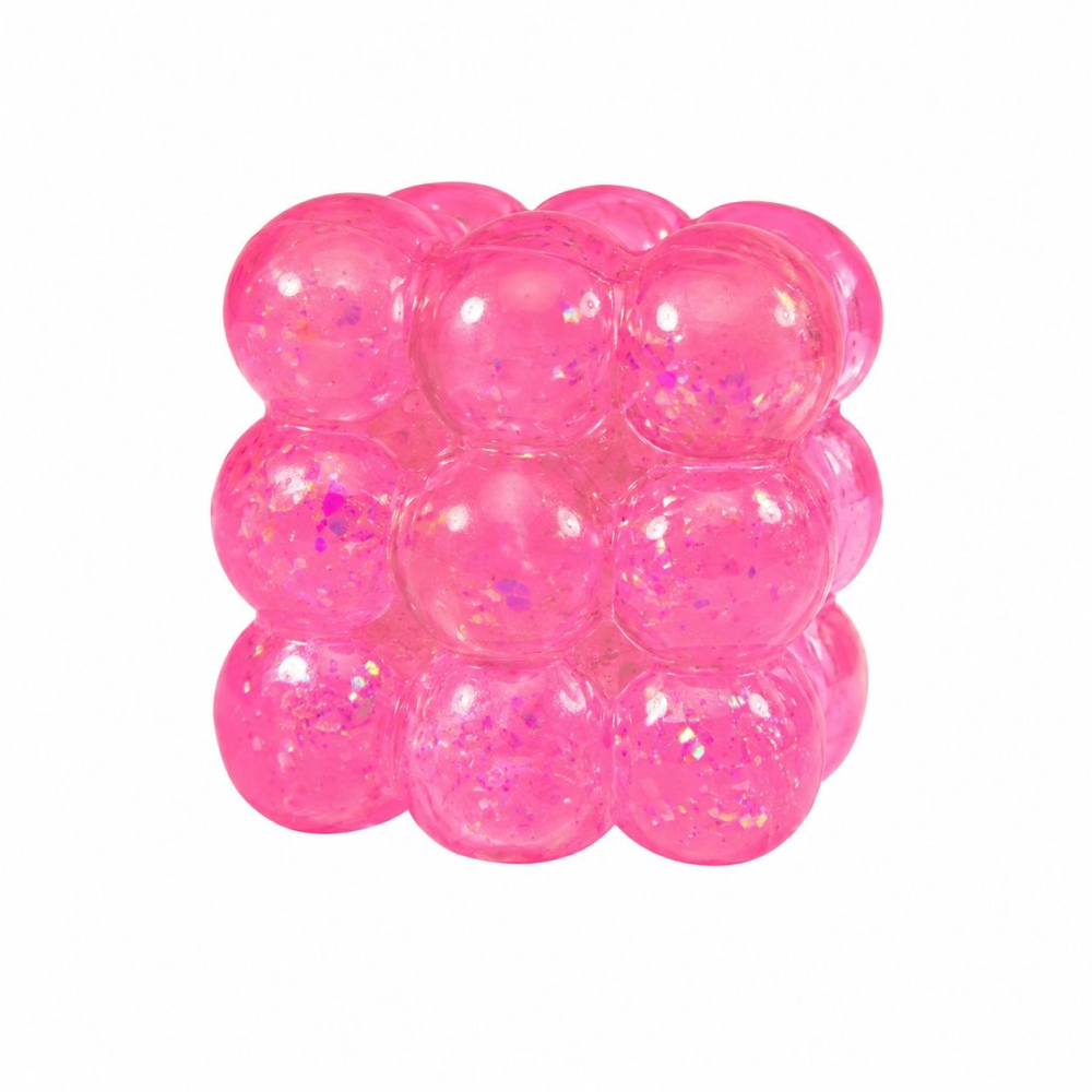 Jucărie Antistres Nice Cube Bubble cu Sclipici 5cm - Cub Squishy Elastic, Glitter Strălucitor [3]