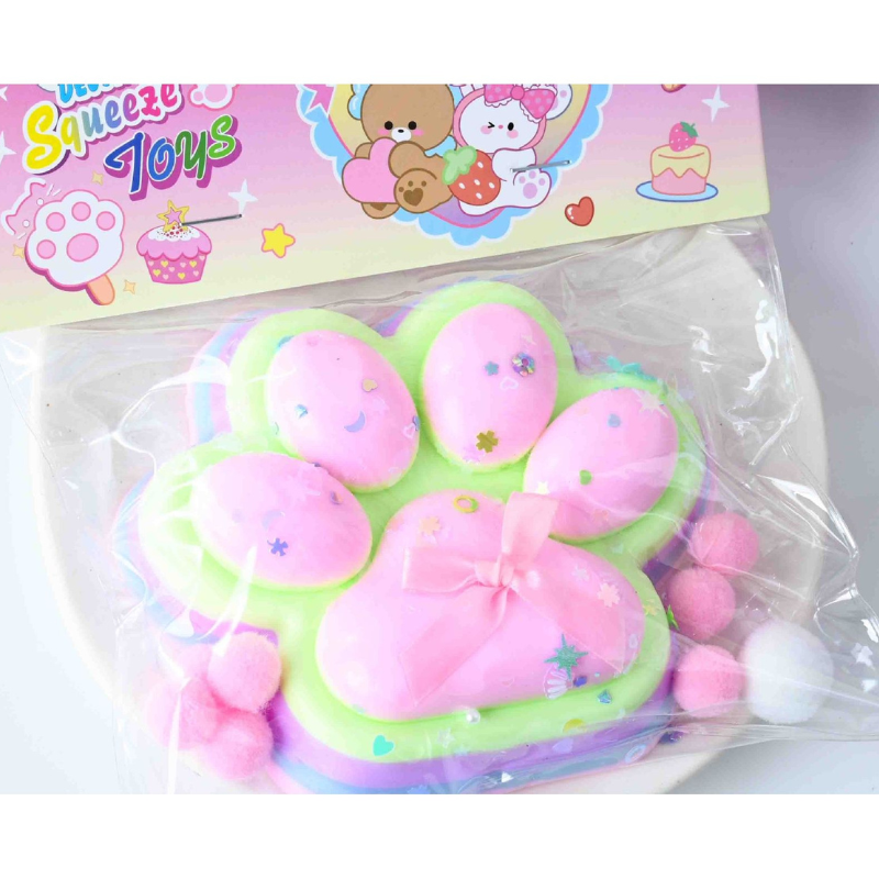 Jucarie Antistres BaoBao, Squishy Labuta Pisica, 12.5x10.5cm, 220g, Albastru-Curcubeu [3]