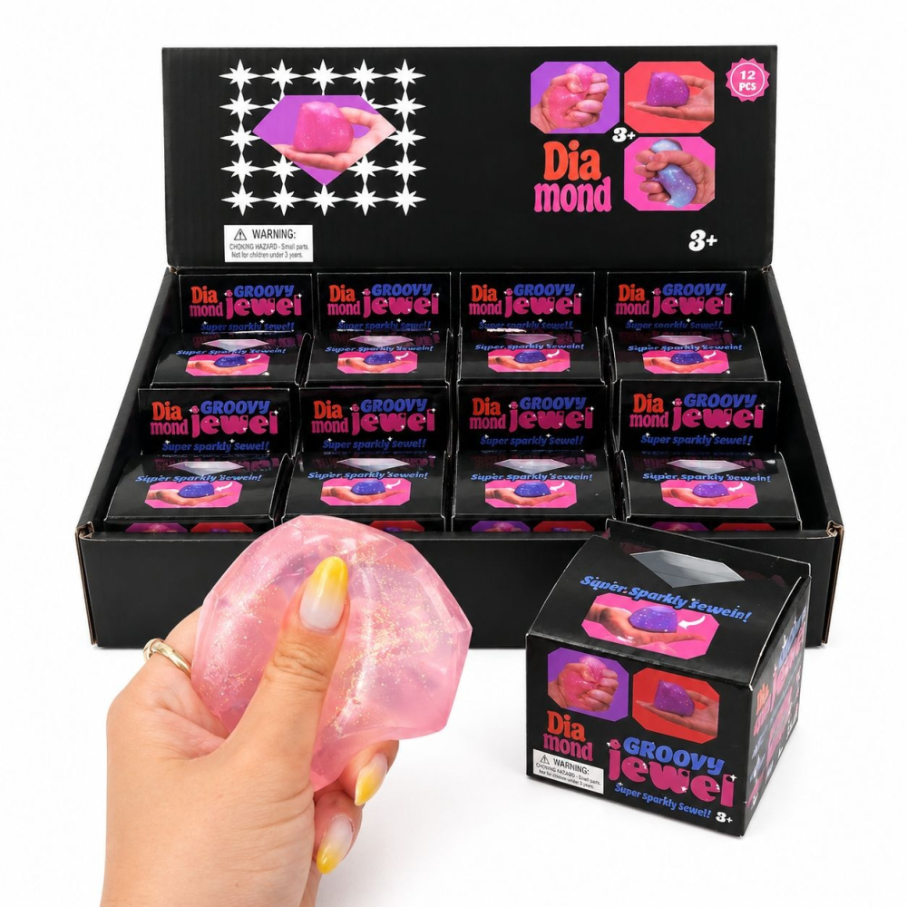 Jucarie antistres Squishy Diamond 6cm, moale cu sclipici, culoare aleatorie [2]