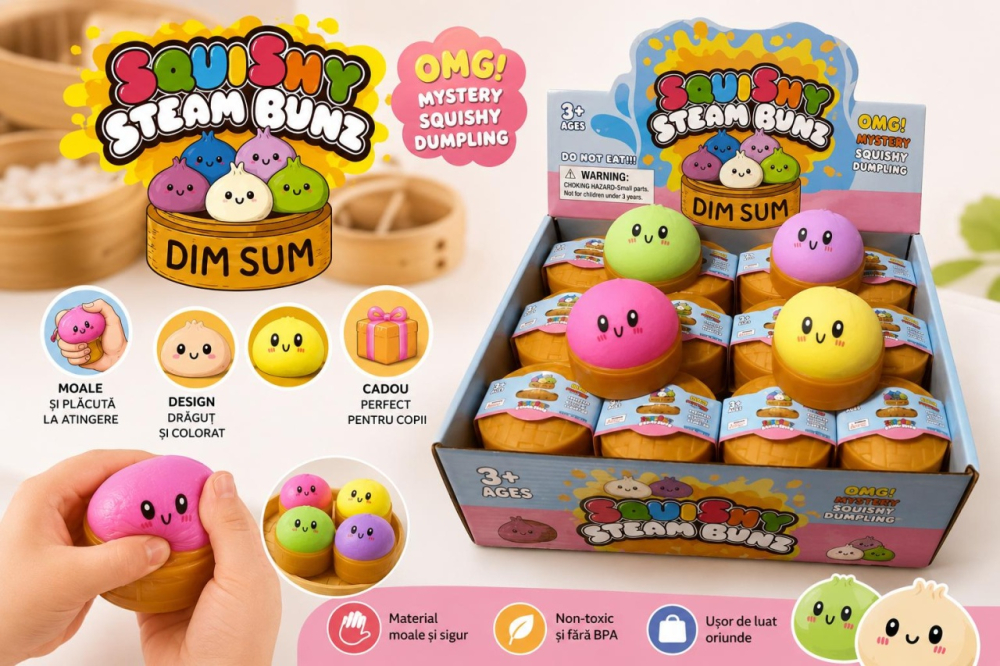 Jucarie Squishy Antistres Dumplings / Galusca in Cosulet, 5.5 cm, Copii 3+ [2]