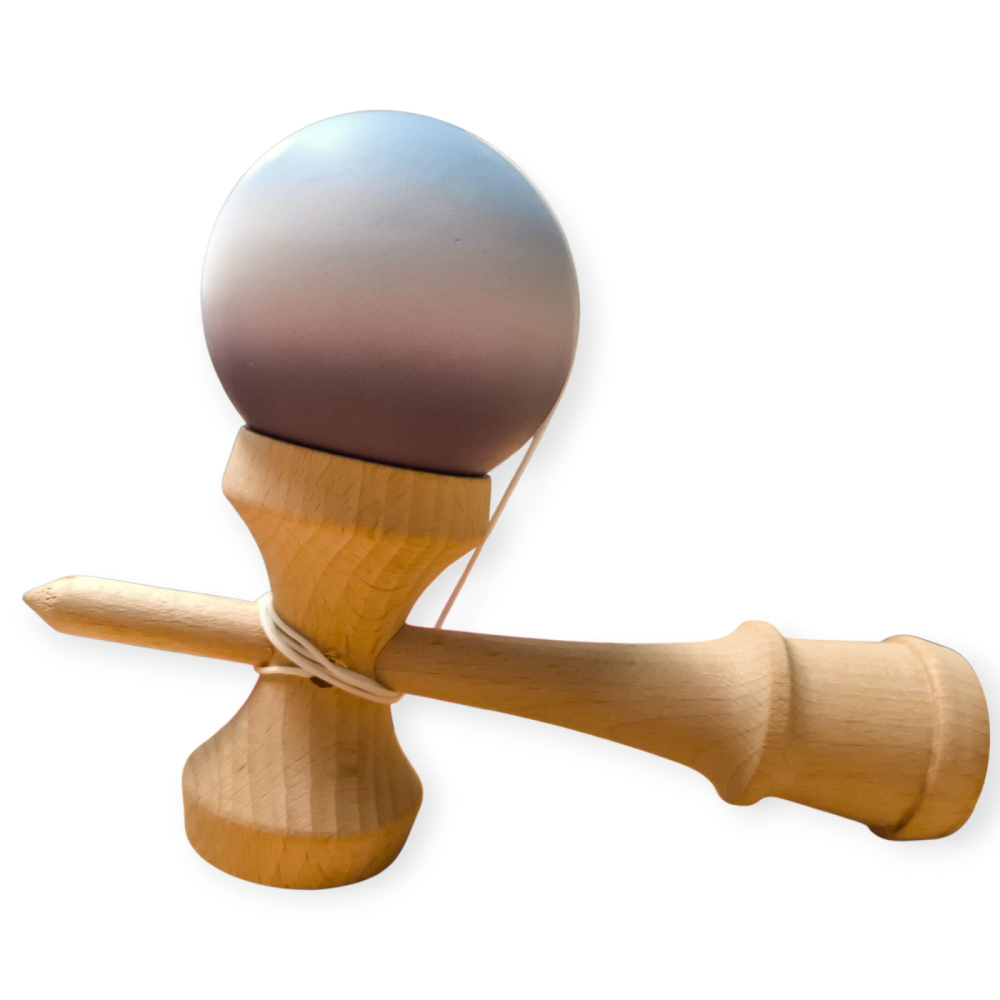 Kendama din lemn, 18cm, model gravat, bila multicolor, vopsea cauciucata mată, en-gros [2]