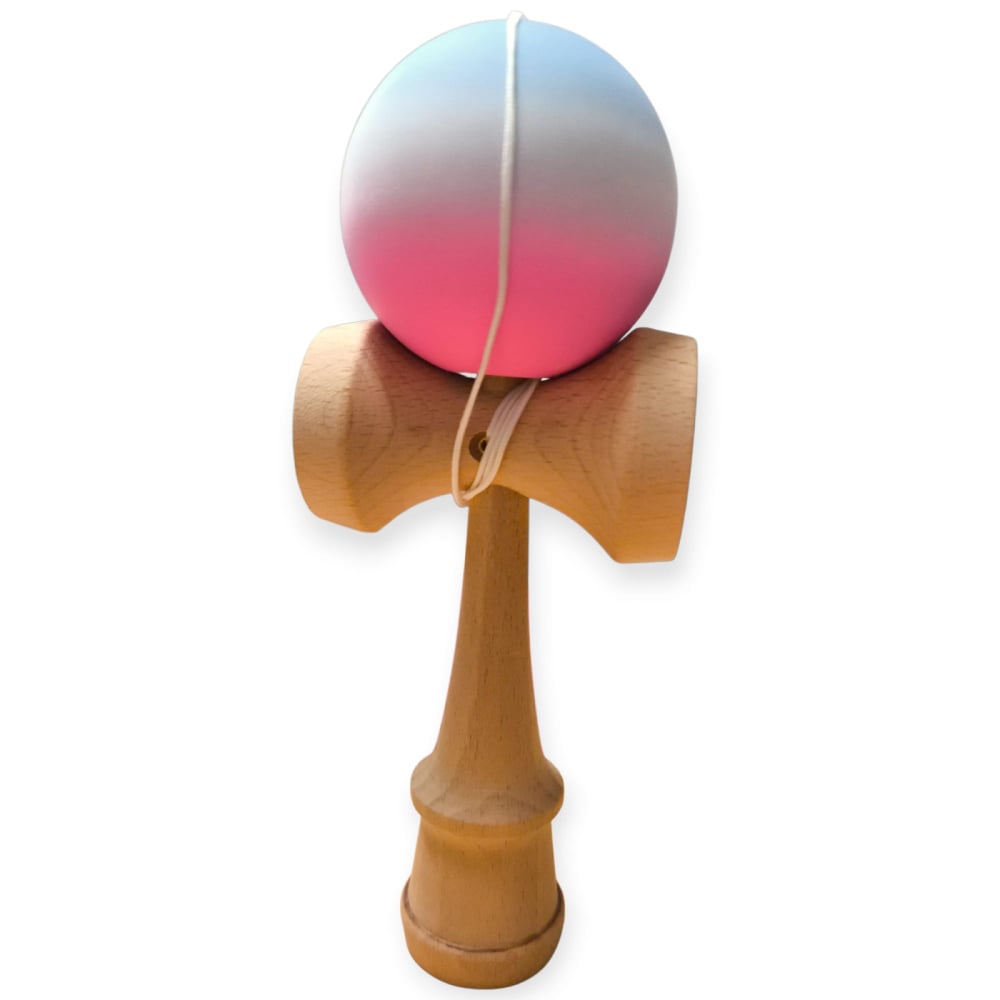 Kendama din lemn, 18cm, model gravat, bila multicolor, vopsea cauciucata mată, en-gros [1]
