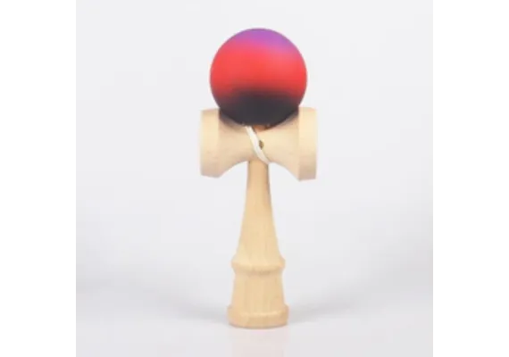 Kendama din lemn cu bila rubber‑coated antiderapanta, multicolora –  [1]
