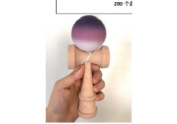 Kendama din lemn cu bila rubber‑coated antiderapanta, multicolora –  [1]