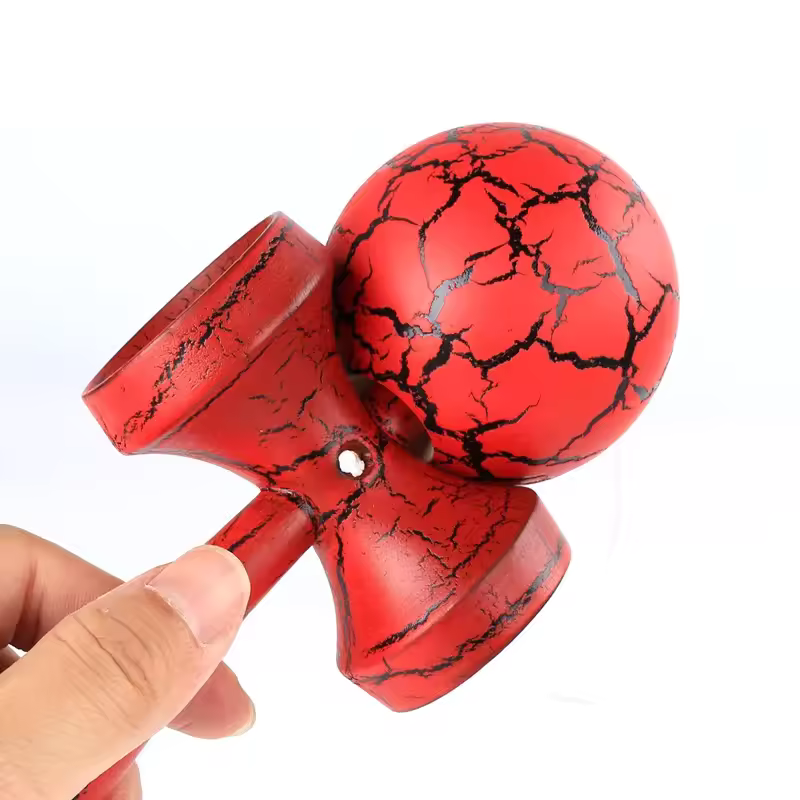 Kendama profesionala din lemn, 18 cm – design crapat, echilibru perfect pentru trick-uri – BAOBAO [3]