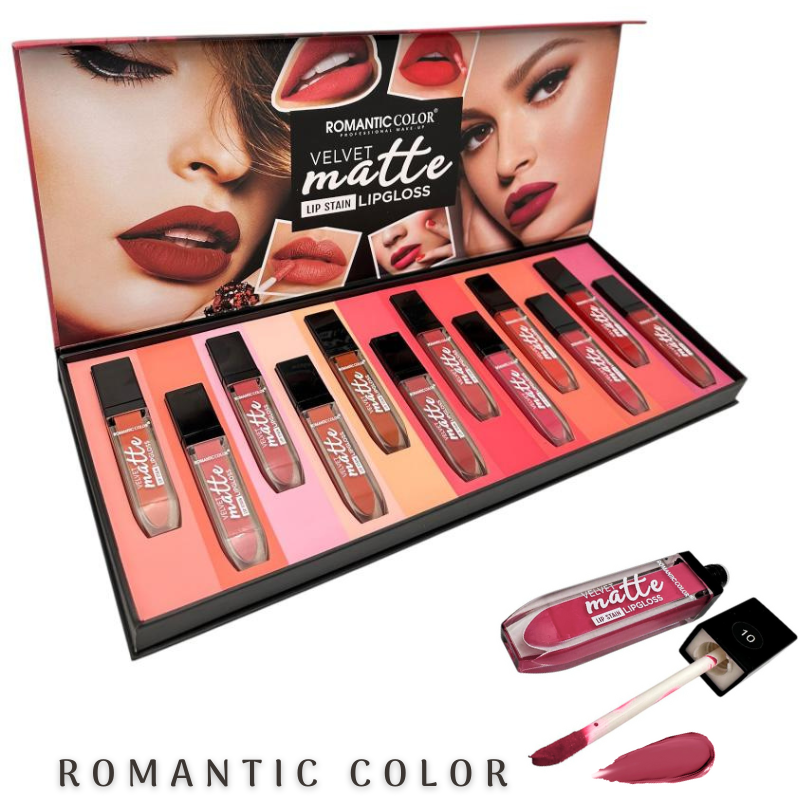 Lip gloss velvet matte Romantic Color 10cm waterproof textura catifelata rezistenta la transfer, BaoBao [2]