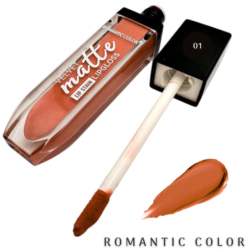 Lip gloss velvet matte Romantic Color 10cm waterproof textura catifelata rezistenta la transfer, BaoBao [1]