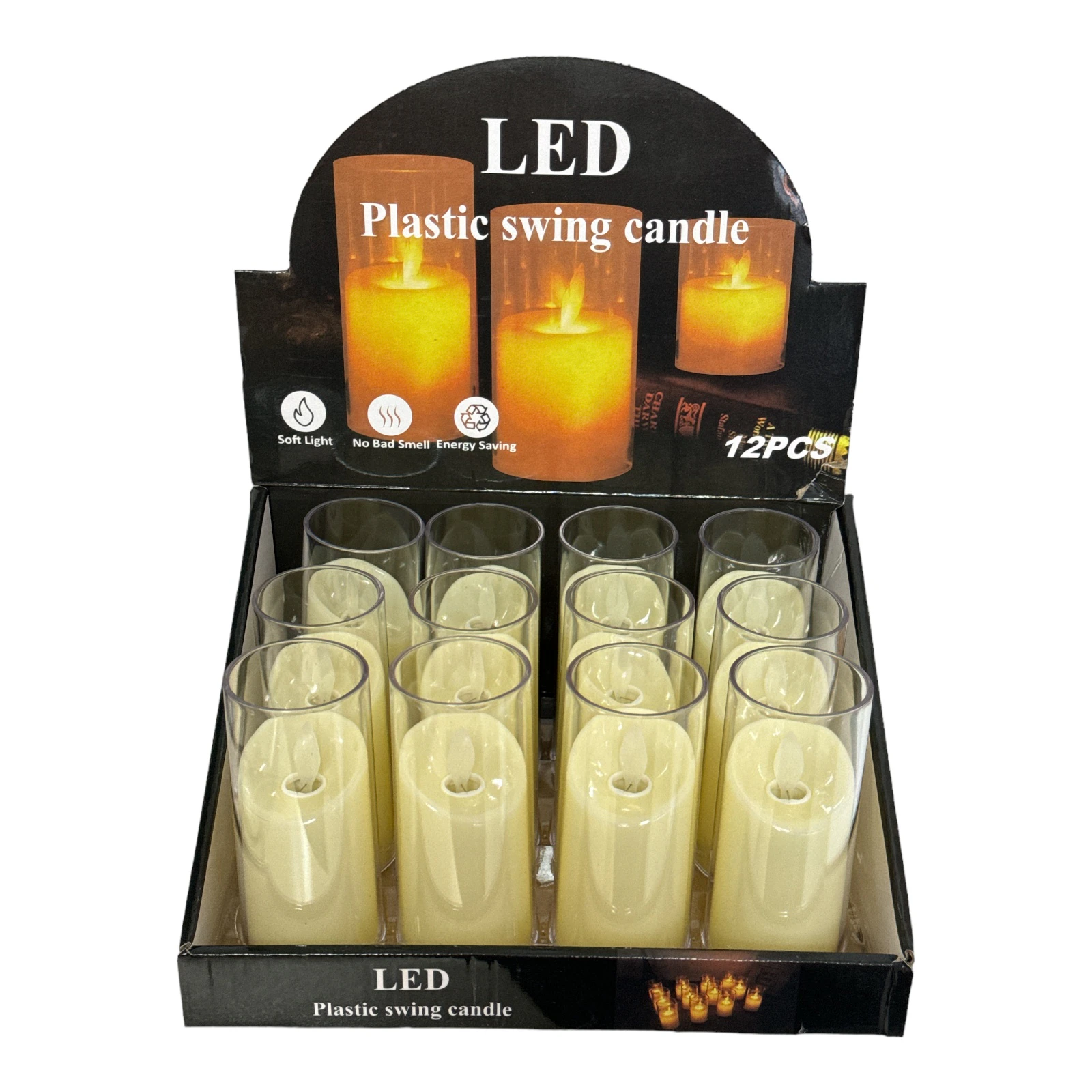 Lumanare ,  1buc, LED 10 cm in cilindru transparent, efect flacara oscilanta – baterii neincluse [2]