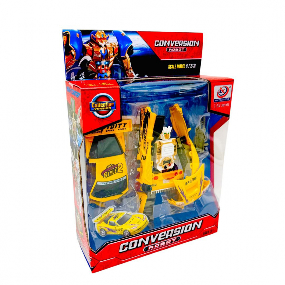 Masinuta de curse care se transforma in robot, Conversio Robot, cu lumini, diverse culori,  21.5×18.5×6.5cm, +3ani, [1]