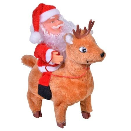 Moș Crăciun animat pe ren 20 cm – muzical și decorativ in cutie [1]