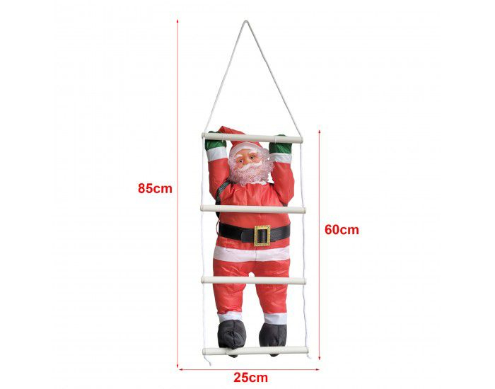 Moș Crăciun pe scară 85 cm – decor atârnabil pentru fereastră/balcon [1]