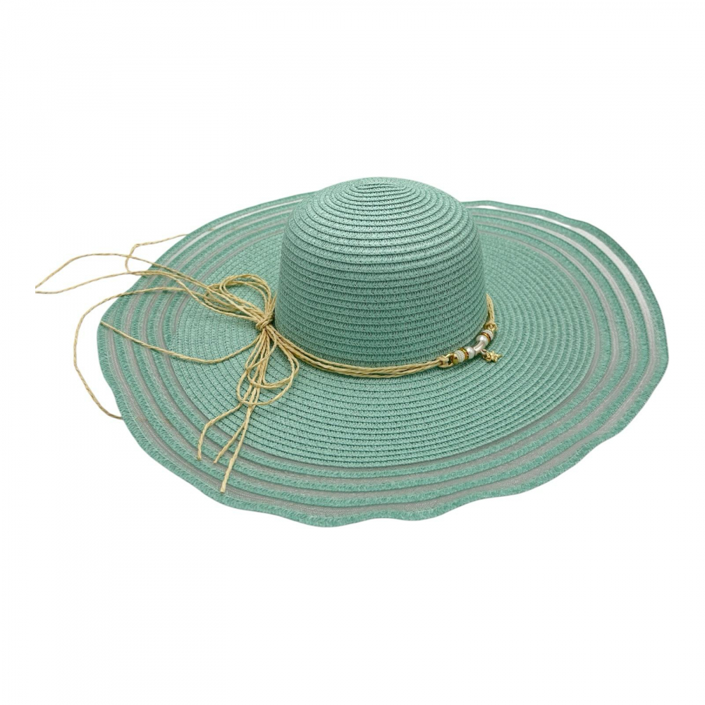 Palarie dama de plaja cu bor mare si margele decorative – stil boho chic [1]