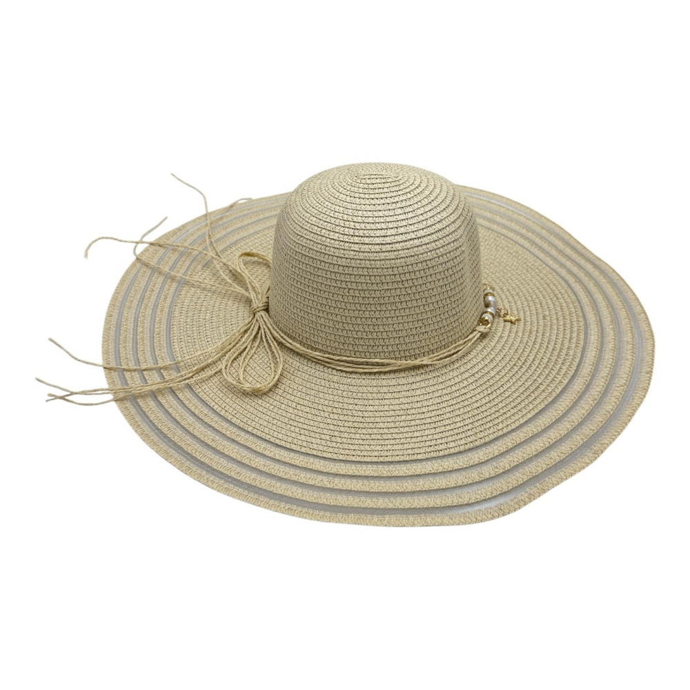 Palarie dama de plaja cu bor mare si margele decorative – stil boho chic [1]