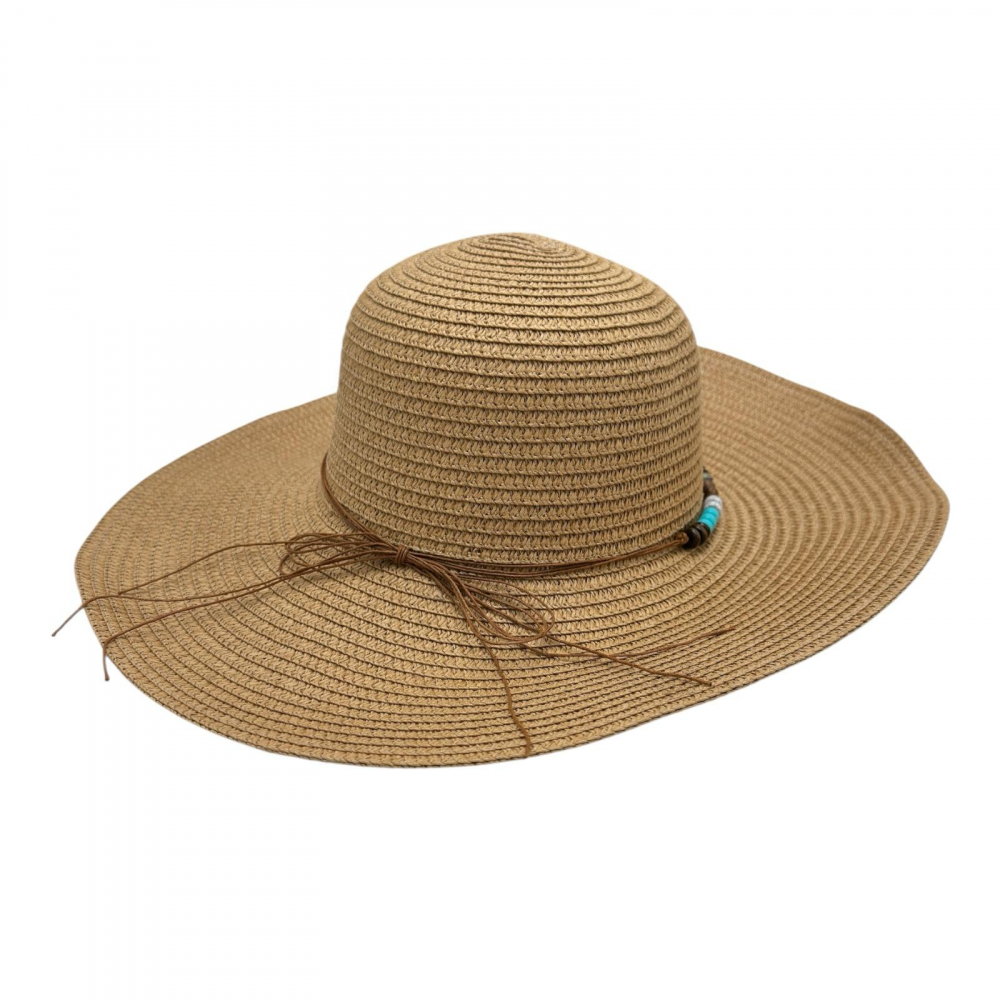 Palarie dama de plaja cu bor mare si margele decorative – stil boho chic [1]