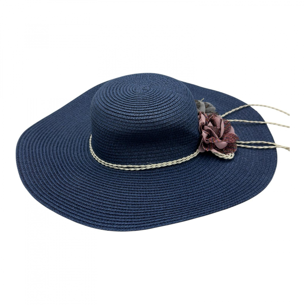 Palarie dama de vara cu bor larg si flori decorative – accesoriu elegant pentru sezonul cald [1]