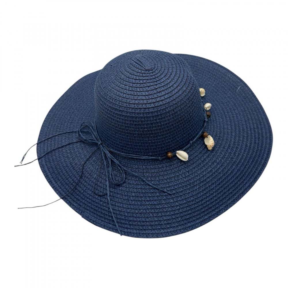 Palarie de plaja dama cu scoici – accesoriu elegant de vara cu banda decorativa, 100% poliester [2]