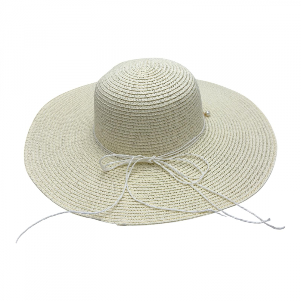 Palarie de plaja dama cu scoici albe si aurii – accesoriu de vara cu banda decorativa, 100% poliester [3]