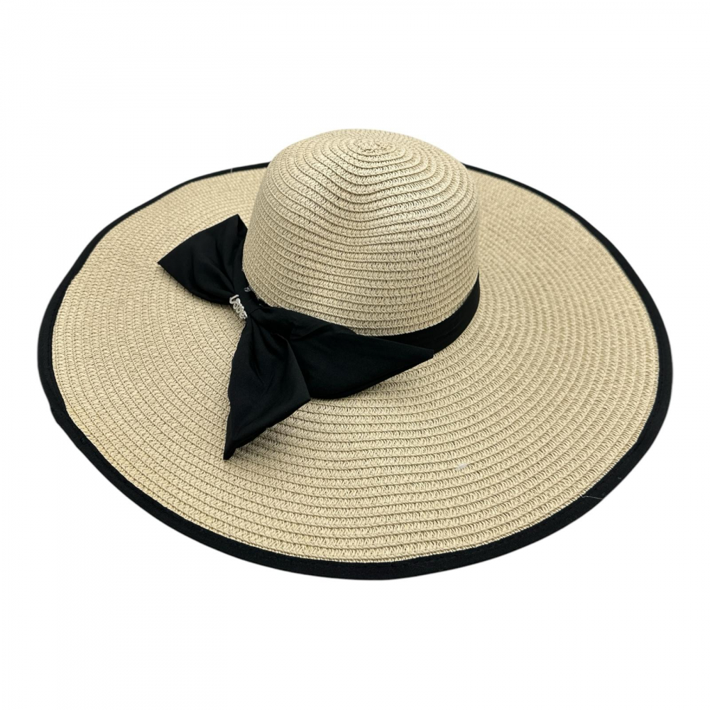 Palarie dama de vara cu bor larg si fundita neagra – accesoriu elegant si versatil [1]