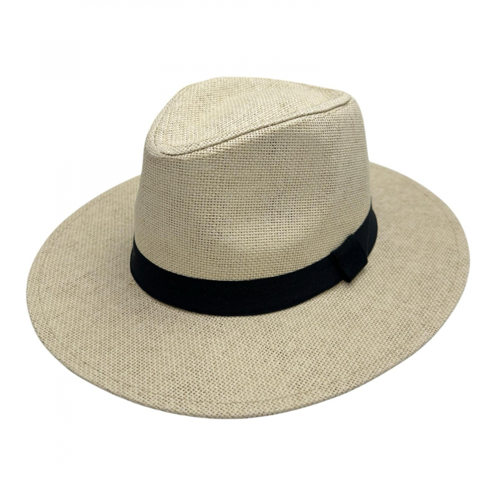 Palarie tip fedora pentru barbati cu banda neagra – model clasic de vara [1]