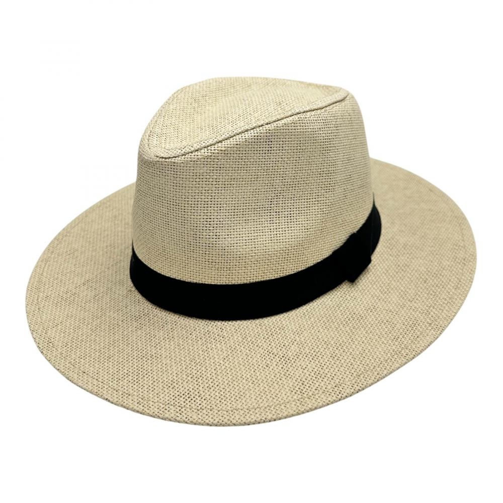 Palarie tip fedora pentru barbati cu banda neagra – model clasic de vara [1]