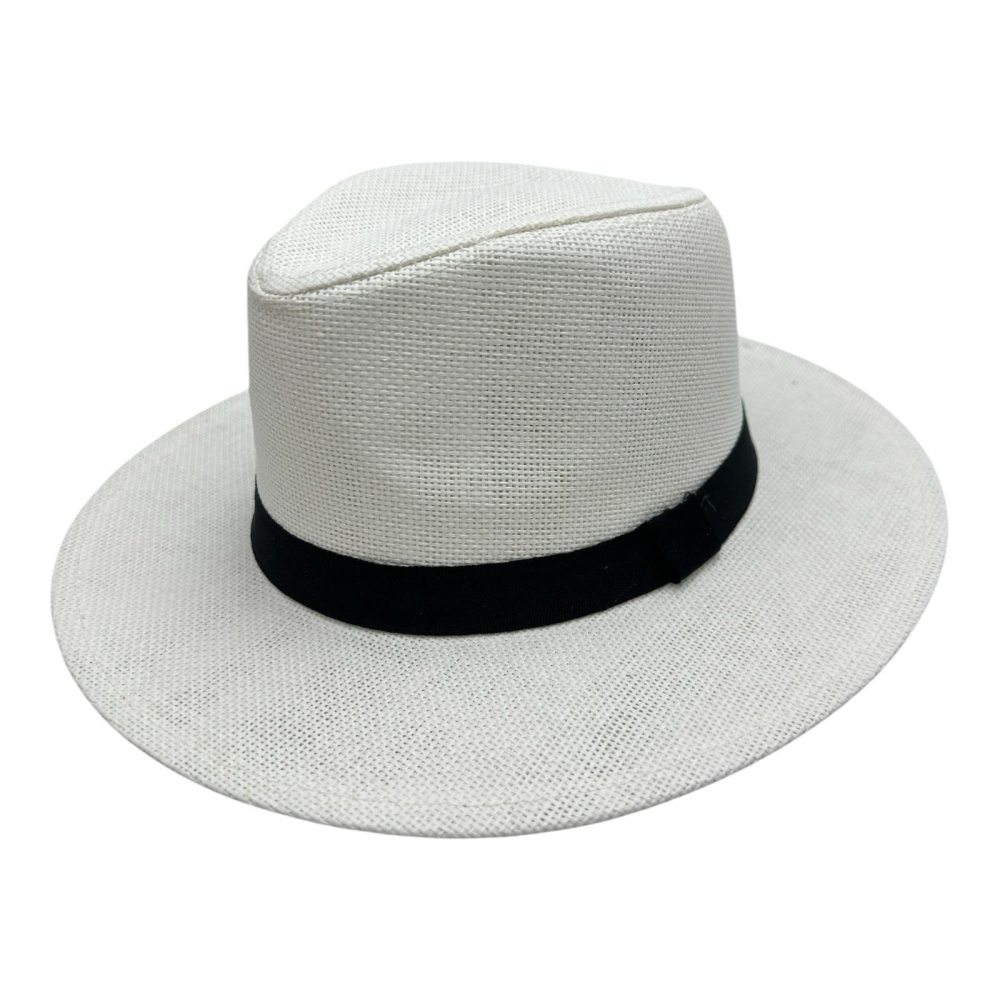 Palarie tip fedora pentru barbati cu banda neagra – model clasic de vara [1]