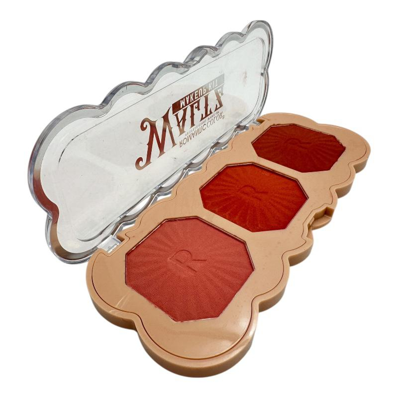 Paleta blush Romantic Color A1, 15cm – 3 nuante, fard de obraz catifelat, finisaj natural, BaoBao [3]