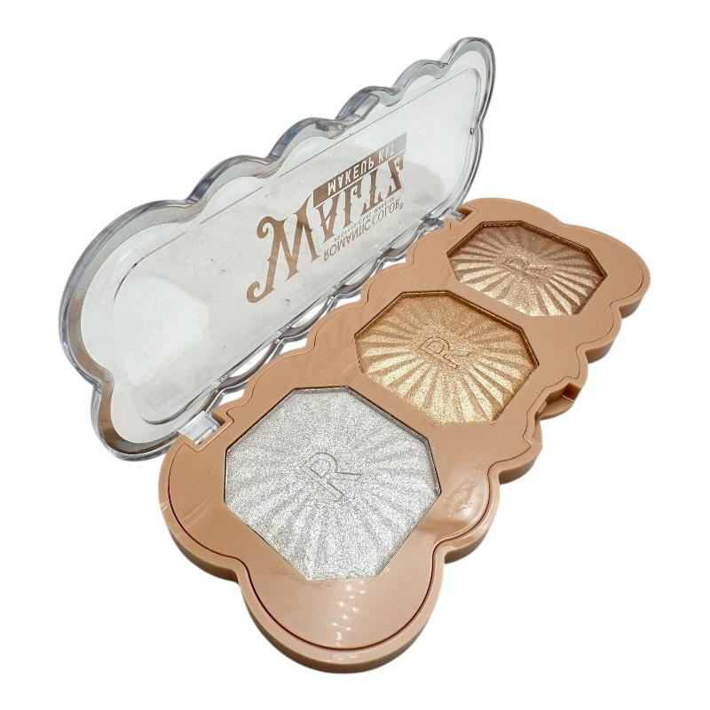 Paleta iluminator Romantic Color B2 – 3 nuante, 9g, efect luminos natural, 15cm,  BaoBao [2]