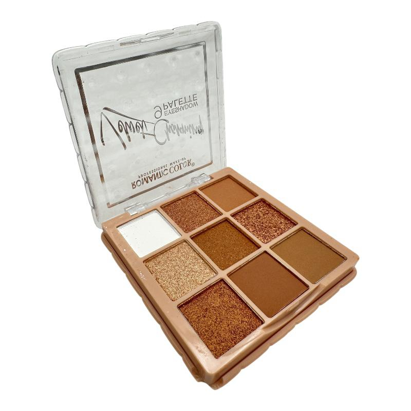 Paleta machiaj Romantic Color B1 – 9 culori ochi, 7.5cm, 10.4g, farduri mate si sidefate, BaoBao [3]