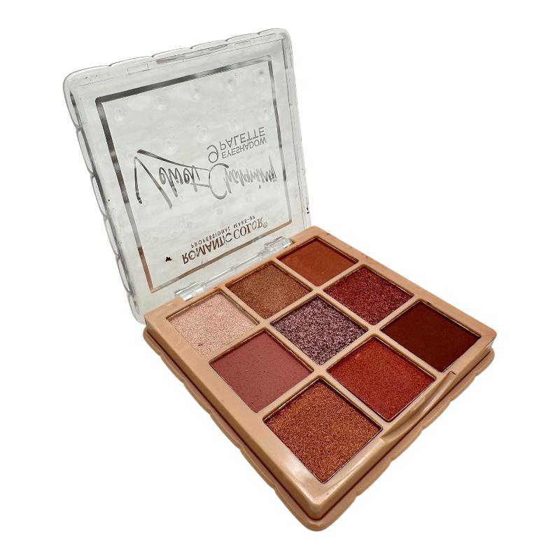 Paleta machiaj Romantic Color, B2 – 9 culori intense, 7.5cm, 10.4g, farduri ochi mate si sidefate, BaoBao [3]