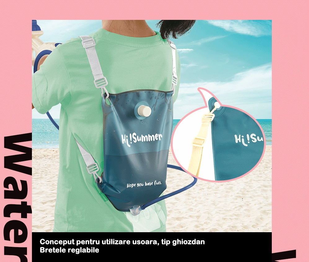 Pistol cu apa pentru copii BaoBao, rezervor tip ghiozdan, 1500 ml, reglabil, material ABS/silicon, distanta improscare 8 metri, tragaci cu presiune, 12.5 x 28 cm, albastru [5]