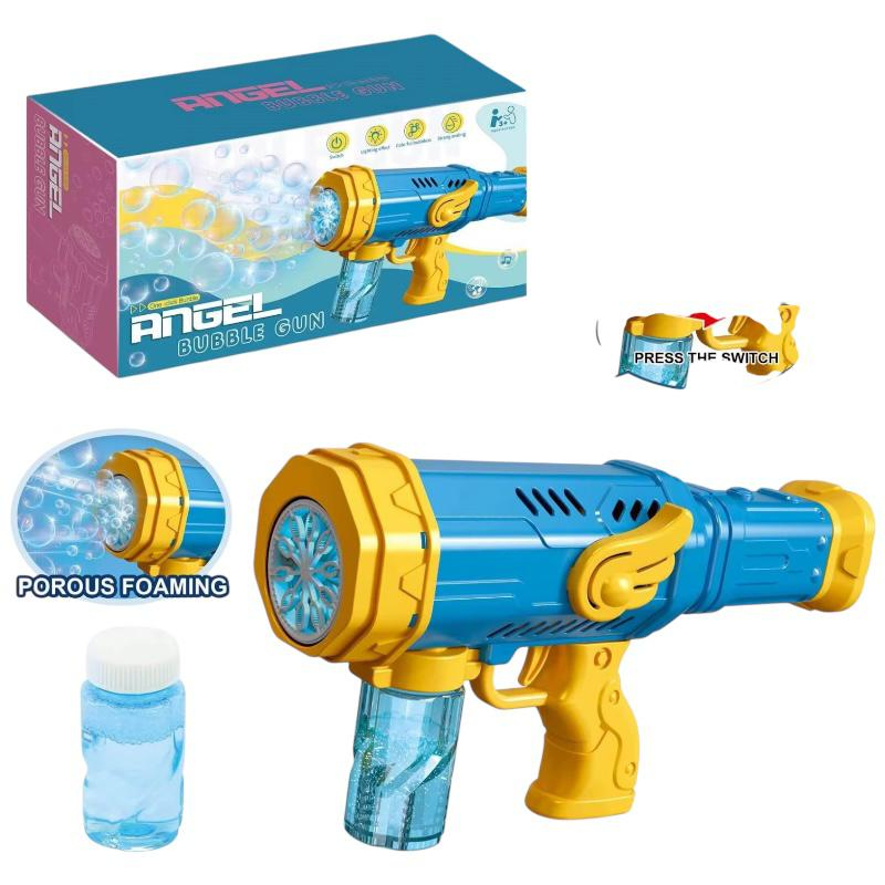 Pistol electric de facut baloane de sapun, culori combinate, cu sunet si lumina, 8 orificii, 27.5x14.5x8.5 cm, Angel Bubble Gun,  [7]