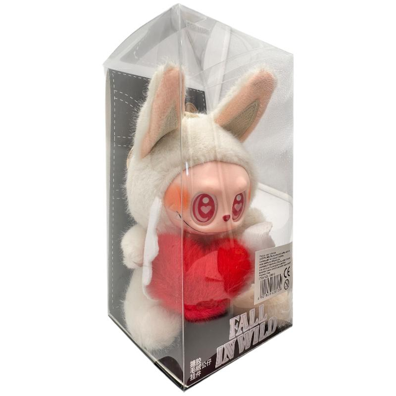 Plus Labubu Alb 18cm – Fall in Wild – Figurina Colectie cu Inima Rosie, Aripi si Breloc Cadou, BaoBao [2]