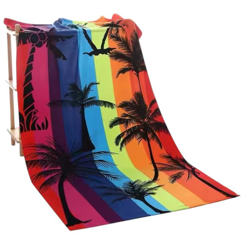 Prosop de plaja 140x70 cm cu imprimeu tropical – model colorat pentru vara [1]