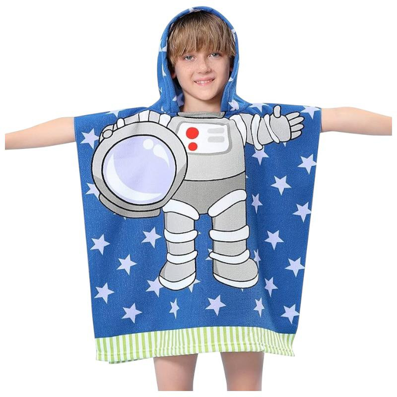 Prosop poncho copii 56x60 cm cu astronaut si gluga – ideal pentru plaja si piscina [1]