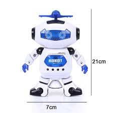 Robot dansator 360° cu lumini LED si muzica, auto-evitare obstacole, cap cu proiector, alb/negru [3]
