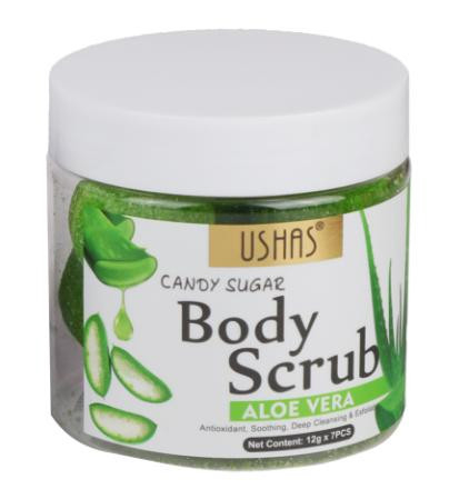 Scrub de Corp USHAS Candy Sugar cu Aloe Vera 12g  Exfoliere Blândă și Hidratare Intensă [1]