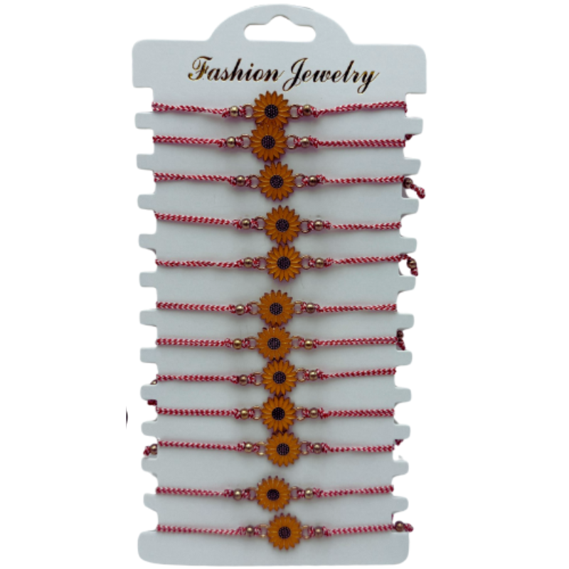 Set  12 Bratari Martisor Floarea Soarelui, cu margele, snur reglabil [3]