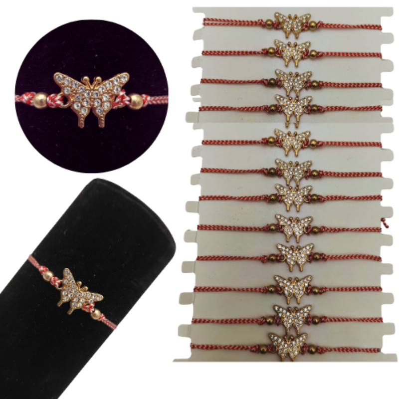 Set 12 Bratari Martisor Fluturas dragalasi cu pietricele, cu Margele, Snur Reglabil [1]