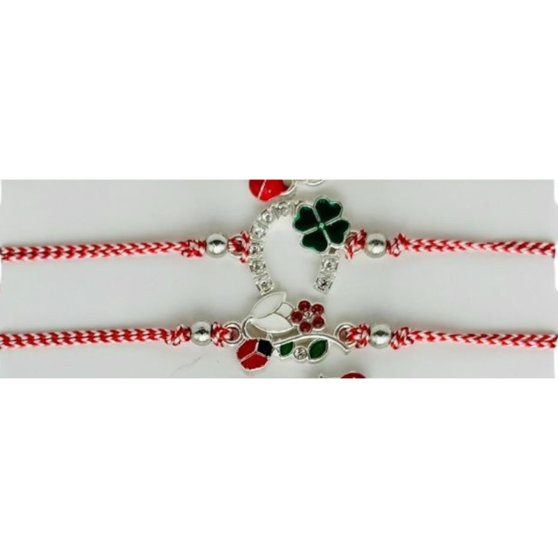 Set 12 Bratari Martisor, modele diferite, Argintii, snur reglabil [2]