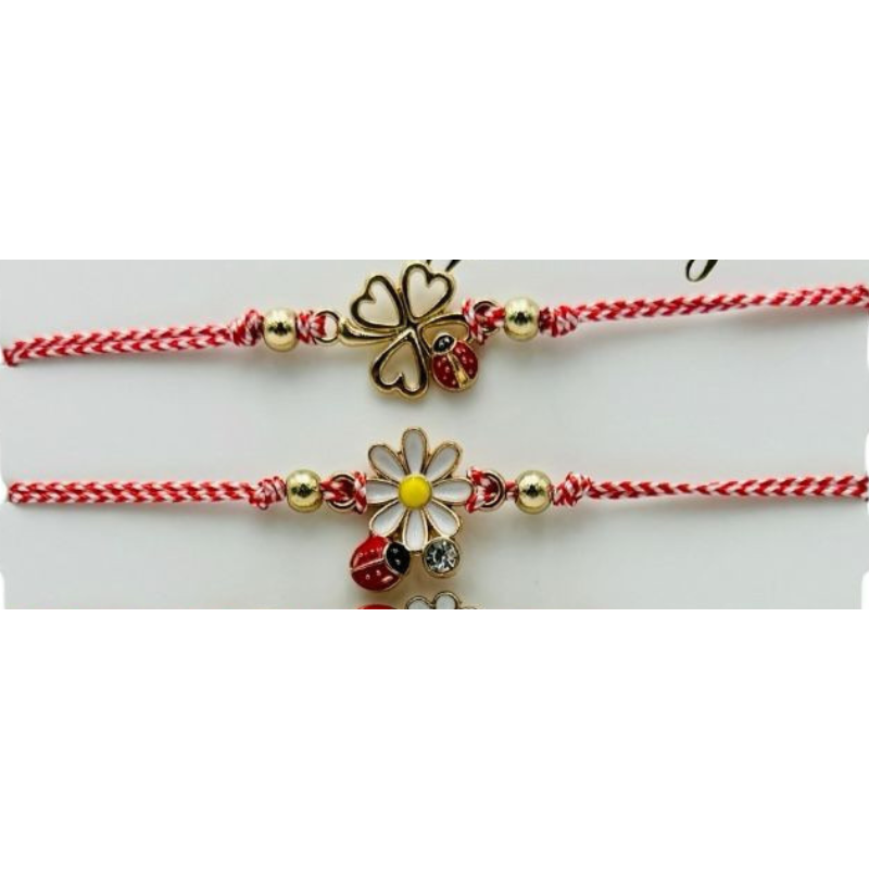 Set 12 Bratari Martisor , modele diferite, aurii, snur reglabil [2]