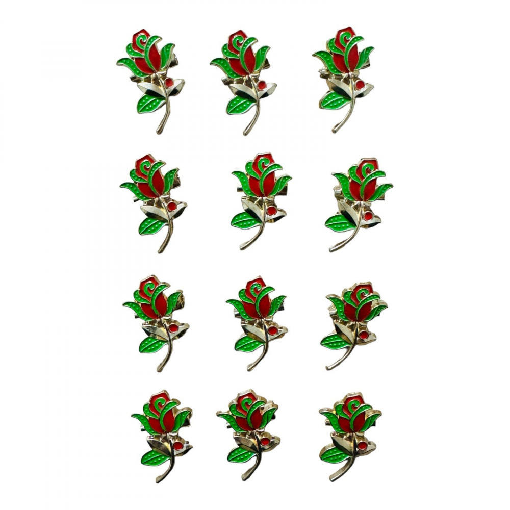 Set 12 Brose Martisor marime mica, 3.5cm, Trandafir Elegant [1]
