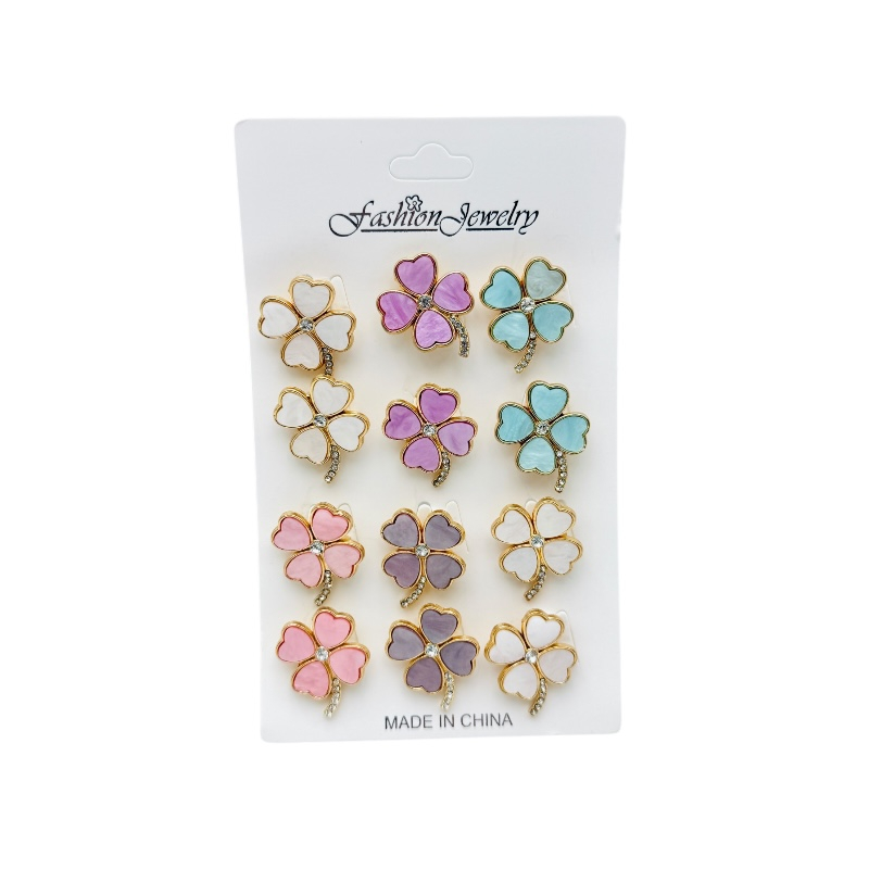 Set 12 brose Martisor, Trifoi cu 4 foi diverse culori, editie 2025 [1]